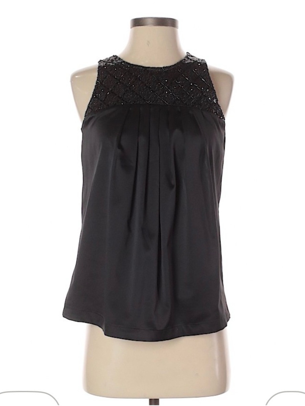 MM Couture by Miss Me Beaded Yoke Black Sleeveless Camisole